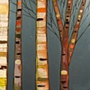 Birch Trees in Metallic Sea Blue