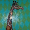 Giraffe in Blue and Green Diamonds
