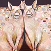 Two Spotted Pigs in Gloss Chocolate Brown
