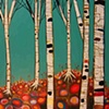 Birch Tree Forest in Turquoise