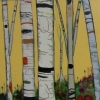 birch tree forest in yellow