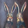 Two Tall Rabbits in Gloss Chocolate Brown