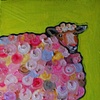 Tiny Sheep Bust in Lime Green