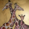 Giraffe Family in Gold
