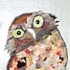Tiny Burrowing Owl in Metallic Green Opal
