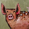 Tiny Spotted Pig in Metallic Celery Green