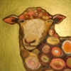 Woolly Sheep Bust in Metallic Green 
