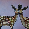Two Fawns in Metallic Cone Flower Pink