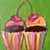 Two Cupcakes in Green