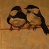 Chickadees in Iridescent Orange Cream