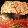 Cherry Tree in Glossy Black Sky