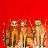 Three Cats in Red