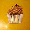 Chocolate Fudge Cupcake with Caramel and Butterscotch Frosting in Chartreuse