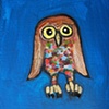 Tiny Brown Owl in Turquoise Blue