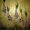 5 koi in gold