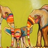 Painted Elephants in Green
