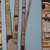 birch trees in sky blue