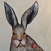 Tiny Rabbit with Wildflowers in Iridescent Orange Cream