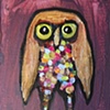 Tiny Gold Owl in Licorice