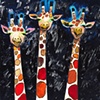 Giraffe Trio In Prussian Blue