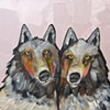 Two Wolves in Super Light Metallic Pink 