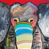 Painted Elephant in Glossy Red with Silver Toes