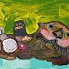 Sea Otter in Electric Gkeen Sky