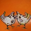 Pair of Chickens in Orange