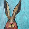Standing Rabbit in Crackled Metallic Turquoise
