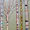 Birch Trees in Metallic Celery Green