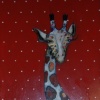 Giraffe in Brick Red and Cream Polka Dots