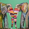 Painted Elephants in Green