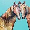 Two Horses in Turquoise