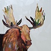 Moose with Jeweled Crown in Creamy Green Metallic Opal