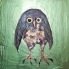Owl in Dark Metallic Green