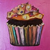 Chocolate Cupcake in Metallic Hot Pink