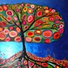 Orange Tree in Metallic Cobalt Blue