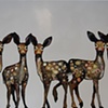 5 Dancing Fawns in Bright Glossy White