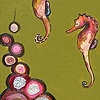 3 Seahorses in Olive Green