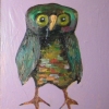 owl in lavender and fabric scrap