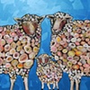 Sheep Family in Metallic Aqua Marine
