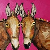 Two Donkeys in Metallic Hot Pink