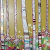 Birch Tree Forest with Chamomile and Echinacea