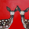 Two Fawns in High Gloss Red