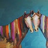 Two Horses in Metallic Emerald Green