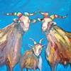 Goat Family in Turquoise Blue