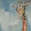 giraffe in blue rain