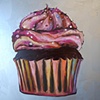 Chocolate Cupcake in Metallic Pewter with Crushed Glass and Pearls