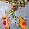 5 Orange Koi Fish in Sterling Silver and Pewter