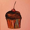 Chocolate Cupcake with Cherry in Pink